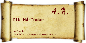 Alb Nándor névjegykártya